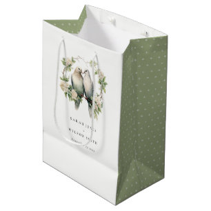 Sac Cadeau Moyen Inséparables romantiques mignons Mariage de couron