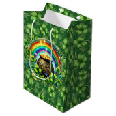 Sac Cadeau Moyen Irish Green Four Leaf Clover (Devant Angle)