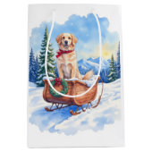 Sac Cadeau Moyen Irish Setter Enjoying Christmas Sleigh Ride Winter (Devant)