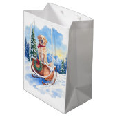 Sac Cadeau Moyen Irish Setter Enjoying Christmas Sleigh Ride Winter (Dos Angle)