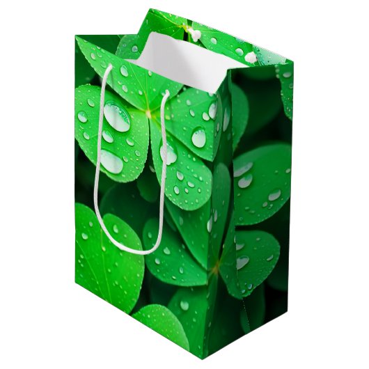 Sac Cadeau Moyen Irlandais Bonne chance Four Leaf Clovers (Devant Angle)