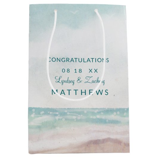 Sac Cadeau Moyen Island Breeze Peint Mariage de scène de plage (Devant)