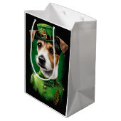 Sac Cadeau Moyen Jack Russell Chien en robe de fête St. Patrick (Dos Angle)
