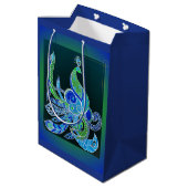 Sac Cadeau Moyen Jade Majesty Elegant Vert et bleu paon (Dos Angle)