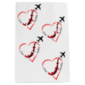 Sac Cadeau Moyen J'aime Mon Pilote, Coeur, Aviation, Aéronefs, Avio (Devant)