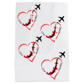 Sac Cadeau Moyen J'aime Mon Pilote, Coeur, Aviation, Aéronefs, Avio (Dos)