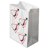 Sac Cadeau Moyen J'aime Mon Pilote, Coeur, Aviation, Aéronefs, Avio (Dos Angle)