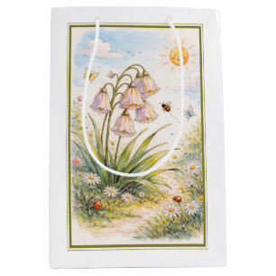 Sac Cadeau Moyen Jardin de Campanules Fantaisistes de Printemps