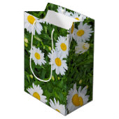 Sac Cadeau Moyen Jardin de marguerite d'été blanc (Devant Angle)