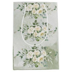 Sac Cadeau Moyen Jardin de mariage floral vert sauge doux botanique