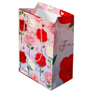 Sac Cadeau Moyen Jardin de Roses Anciennes - Papier Cadeau