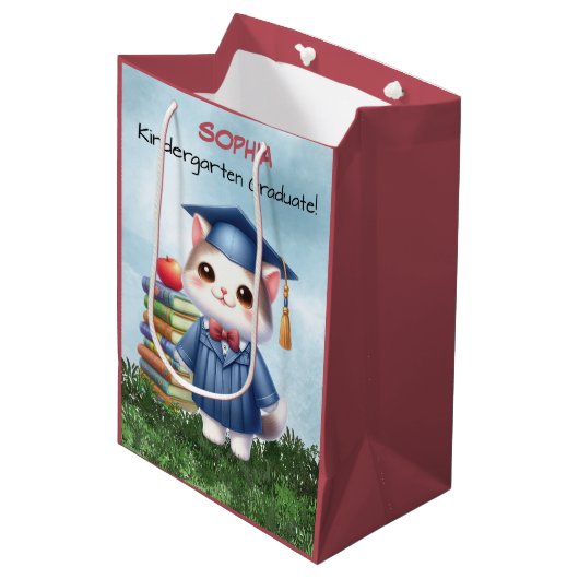 Sac Cadeau Moyen Jardin d'enfants Graduation mignonne Chat fille (Devant Angle)
