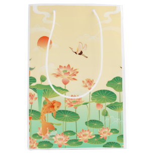 Sac Cadeau Moyen Jardin japonais Étang de carpes koï et Nymphéas Ar