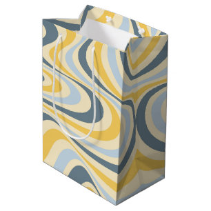 Sac Cadeau Moyen Jaune et bleu abstrait design tourbillon