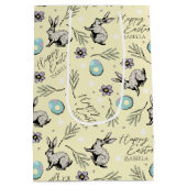 Sac Cadeau Moyen Jaune Joyeux Nom de Pâques Bunny (Dos)