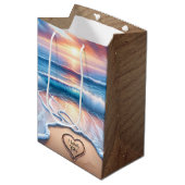 Sac Cadeau Moyen Je Vous Aime Texte Dans Le Sable De Plage (Devant Angle)