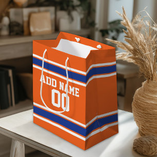 Sac Cadeau Moyen Jersey de sport à rayures orange et bleu