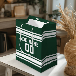 Sac Cadeau Moyen Jersey sportif à rayures vertes et blanches Person