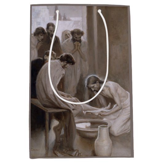 Sac Cadeau Moyen Jésus Lave les pieds de ses disciples (Devant)