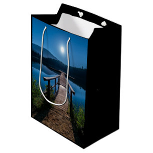 Sac Cadeau Moyen Jetée de nuit sous une Pleine lune