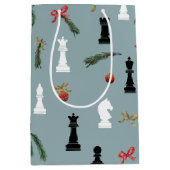 Sac Cadeau Moyen Jeu d'échecs de Noël Pièces Motif Bleu (Devant)