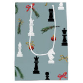 Sac Cadeau Moyen Jeu d'échecs de Noël Pièces Motif Bleu (Dos)