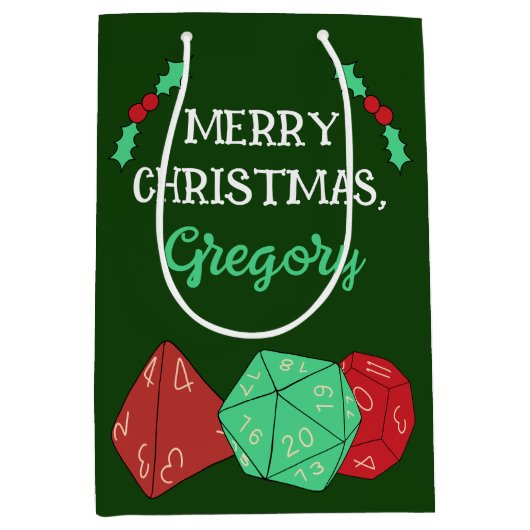 Sac Cadeau Moyen Jeu RPG Dice, Conseil, Jeux d'Imaginaire Noël (Devant)
