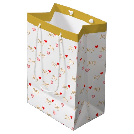 Sac Cadeau Moyen Joie Coeurs (Devant Angle)