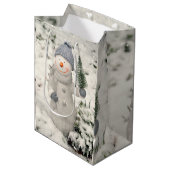 Sac Cadeau Moyen Joie de Noël avec Snowman souriant (Devant Angle)