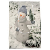 Sac Cadeau Moyen Joie de Noël avec Snowman souriant (Dos)