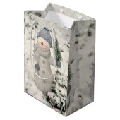 Sac Cadeau Moyen Joie de Noël avec Snowman souriant (Dos Angle)