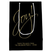 Sac Cadeau Moyen Joie ! Typographie de script d'or minimum Black Ho (Dos)
