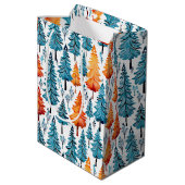 Sac Cadeau Moyen Joli Aquarelle Arbres de Noël (Dos Angle)