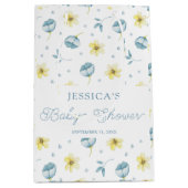 Sac Cadeau Moyen Joli Baby shower Floral bleu jaune (Devant)