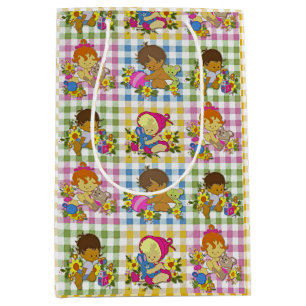 Sac Cadeau Moyen Joli Baby shower Plaid De Couleur Rétro