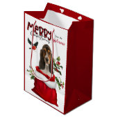 Sac Cadeau Moyen Joli Basset Hound Chien chiot Noël (Devant Angle)