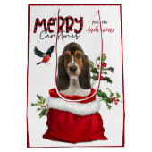 Sac Cadeau Moyen Joli Basset Hound Chien chiot Noël (Dos)
