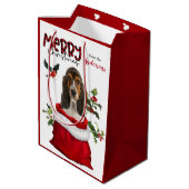 Sac Cadeau Moyen Joli Basset Hound Chien chiot Noël (Dos Angle)