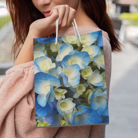 Sac Cadeau Moyen Joli bleu Hydrangea Floral