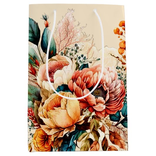 Sac Cadeau Moyen Joli bouquet de chute de boho (Devant)