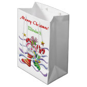 Sac Cadeau Moyen Joli Bunny de Noël Stocker personnalisé (Devant Angle)