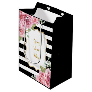 Sac Cadeau Moyen Joli cadeau de roses de rose d'aquarelle de Paris