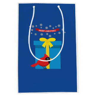 Sac Cadeau Moyen Joli Cardinal Rouge Avec Cadeau Bleu