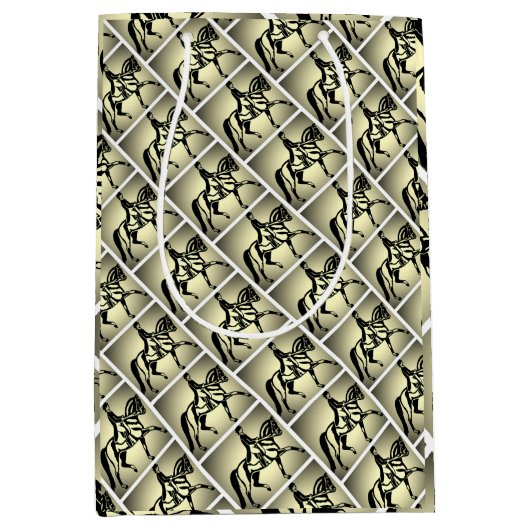 Sac Cadeau Moyen Joli cavalier de pression dorée (Devant)