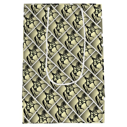 Sac Cadeau Moyen Joli cavalier de pression dorée (Dos)