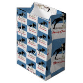 Sac Cadeau Moyen Joli Cheval équestre Noël (Dos Angle)