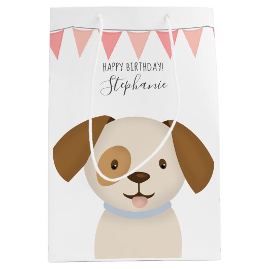 Sac Cadeau Moyen Joli chiot (Devant)