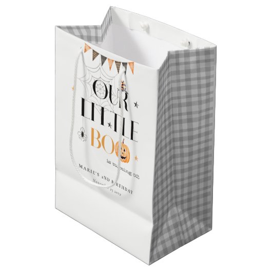 Sac Cadeau Moyen Joli Citrouille Halloween Little Boo Anniversaire (Devant Angle)
