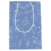 Sac Cadeau Moyen Joli Doodle de Noël tiré main (Devant)