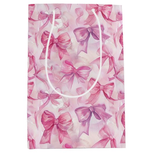 Sac Cadeau Moyen Joli En Aquarelle Rose (Devant)
